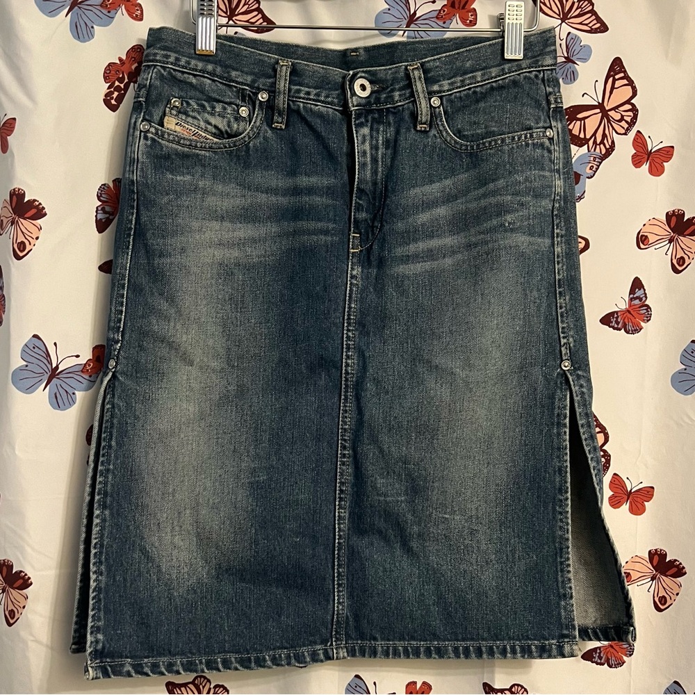 Y2K Diesel Blue Denim side slit skirt